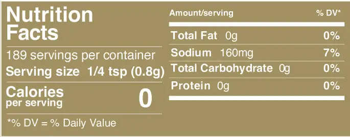cajun seasoning nutrition label